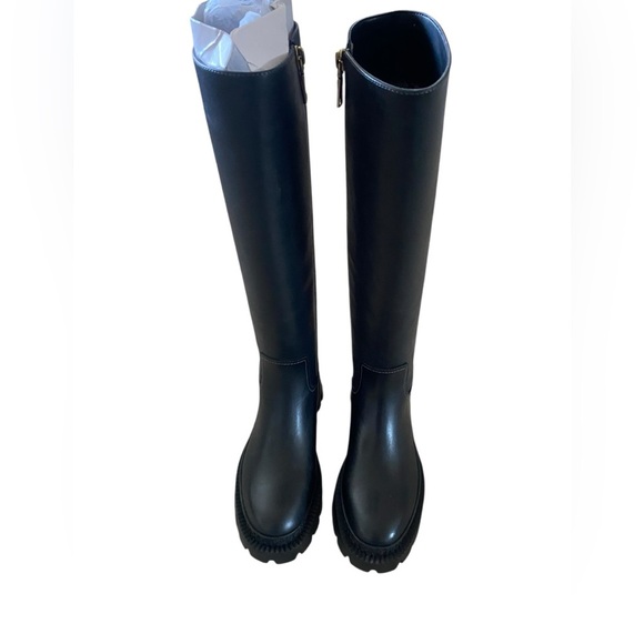 NEW Coach Black Leather Tall Lug Sole Riding Boots • Size 6B / 36.5 - Picture 8 of 12